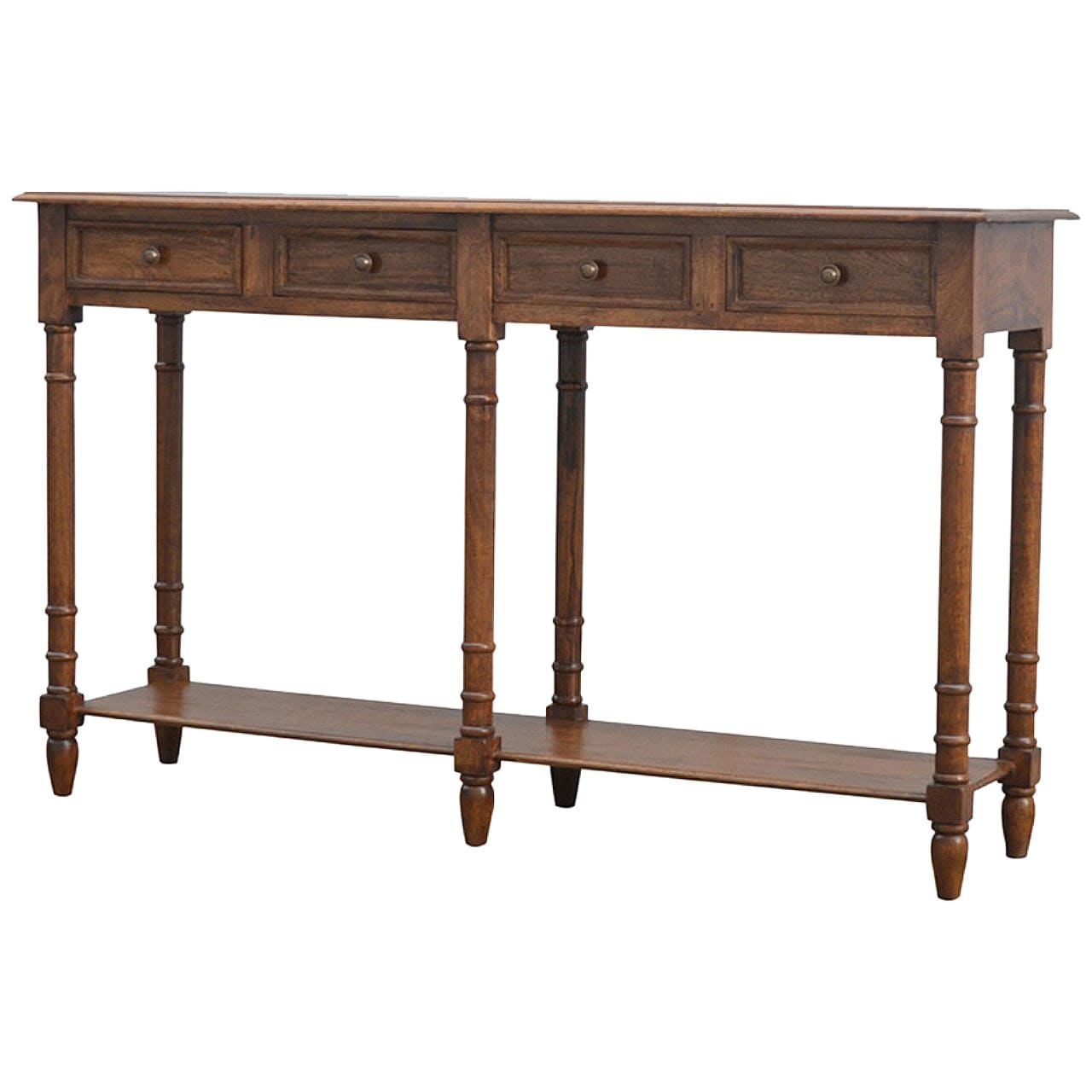 Heartwoodco LLC Functional 4 Drawer Hallway Console Table - Solid Mango Wood Hallway Console for Entryway