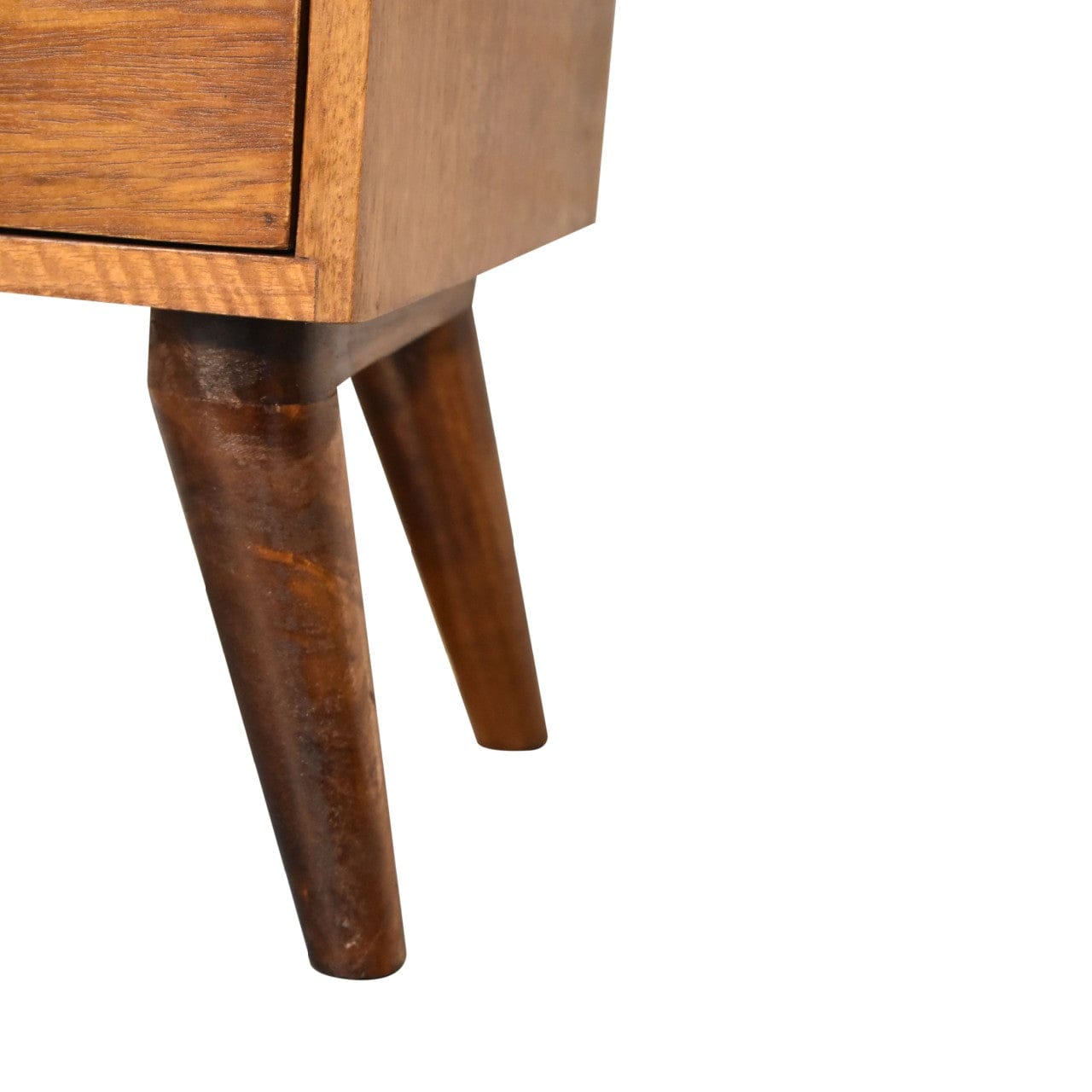 Functional 4 Drawer Multi Chestnut Nightstand - Solid Mango Wood Bedside Table for Bedroom - product view 8 showing...