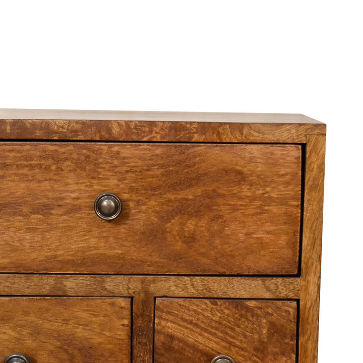Functional 4 Drawer Multi Chestnut Nightstand - Solid Mango Wood Bedside Table for Bedroom - product view 5 showing...