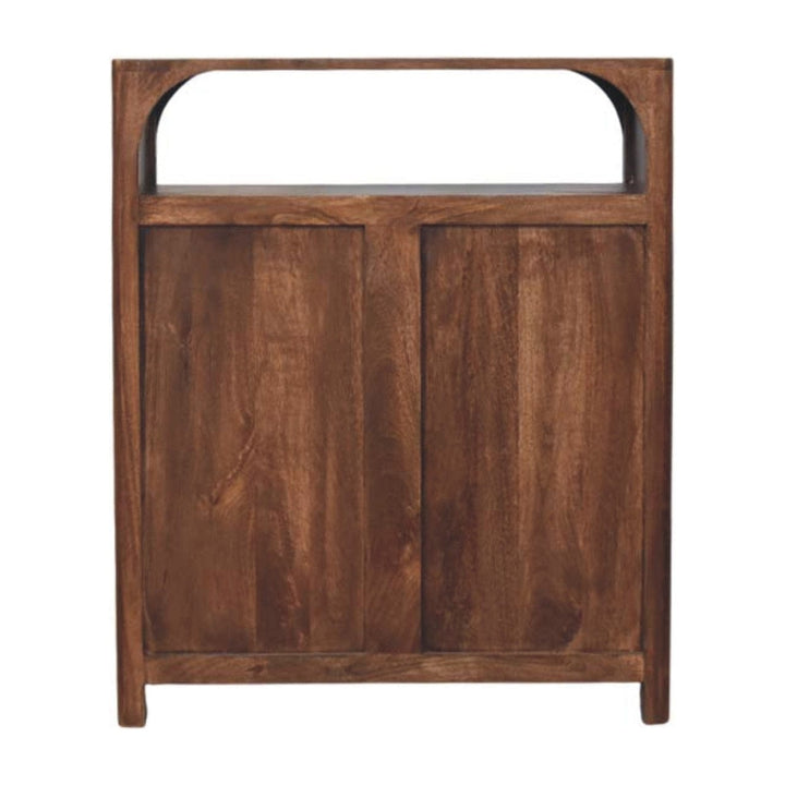 Functional Arc-Line 3 Drawer Dresser - Solid Mango Wood Storage Chest for Bedroom - product view 9 showing handcrafted...