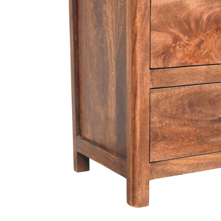 Functional Arc-Line 3 Drawer Dresser - Solid Mango Wood Storage Chest for Bedroom - product view 7 showing handcrafted...