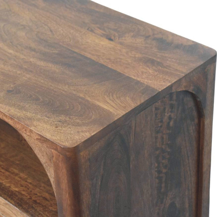 Functional Arc-Line 3 Drawer Dresser - Solid Mango Wood Storage Chest for Bedroom - product view 5 showing handcrafted...