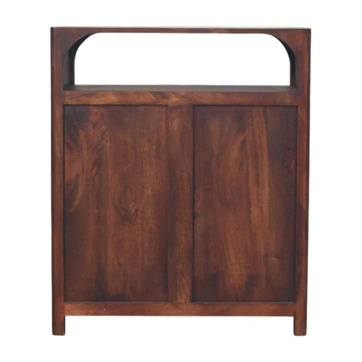 Functional Arched Edge 3 Drawer Dresser - Solid Mango Wood Storage Chest for Bedroom - product view 9 showing handcrafted...