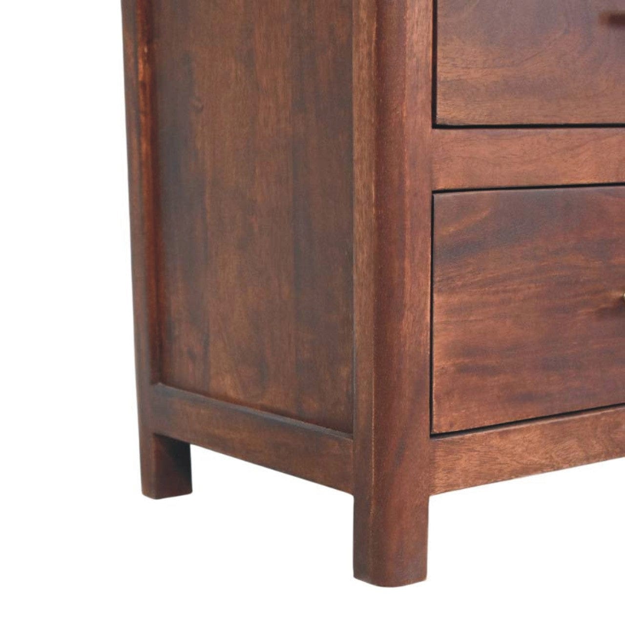 Functional Arched Edge 3 Drawer Dresser - Solid Mango Wood Storage Chest for Bedroom - product view 7 showing handcrafted...