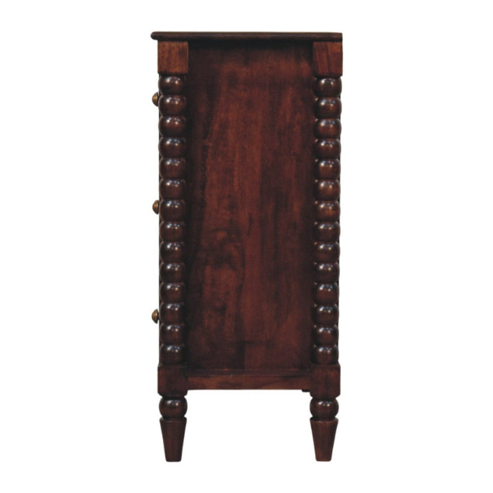 Functional Barclay 3 Drawer Dresser - Solid Mango Wood Storage Chest for Bedroom - product view 7 showing handcrafted...