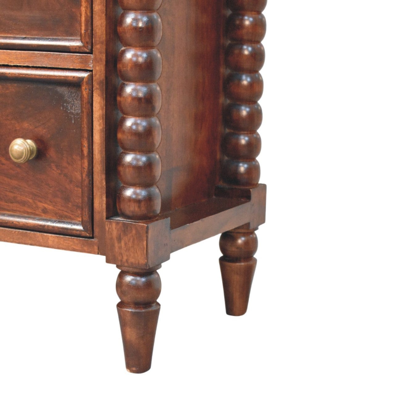 Functional Barclay 3 Drawer Dresser - Solid Mango Wood Storage Chest for Bedroom - product view 6 showing handcrafted...