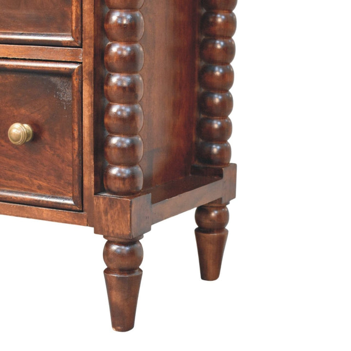 Functional Barclay 3 Drawer Dresser - Solid Mango Wood Storage Chest for Bedroom - product view 6 showing handcrafted...