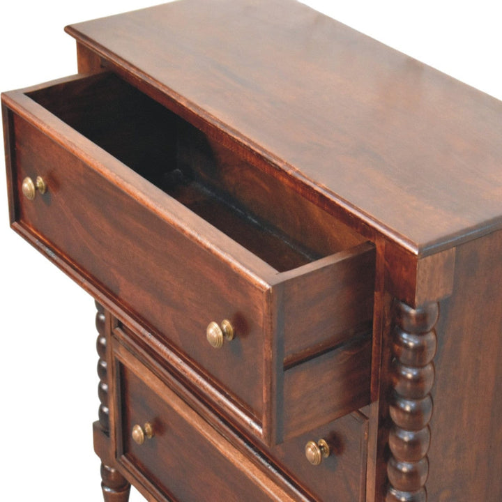 Functional Barclay 3 Drawer Dresser - Solid Mango Wood Storage Chest for Bedroom - product view 5 showing handcrafted...