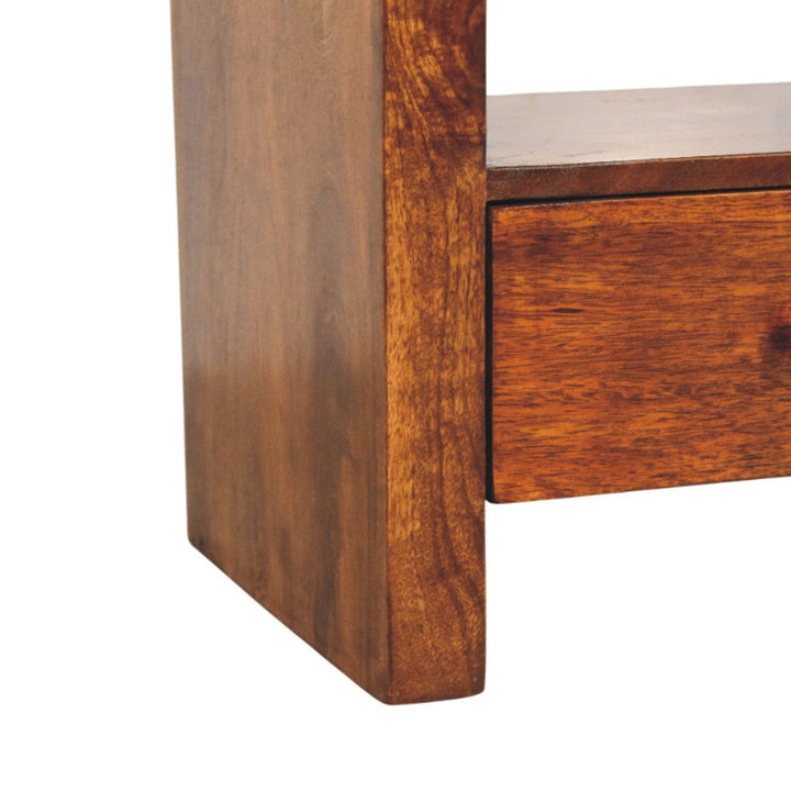 Functional Darcy 3 drawer Open Shelf Chestnut TV Stand - Solid Mango Wood Entertainment Center for Living Room - product...