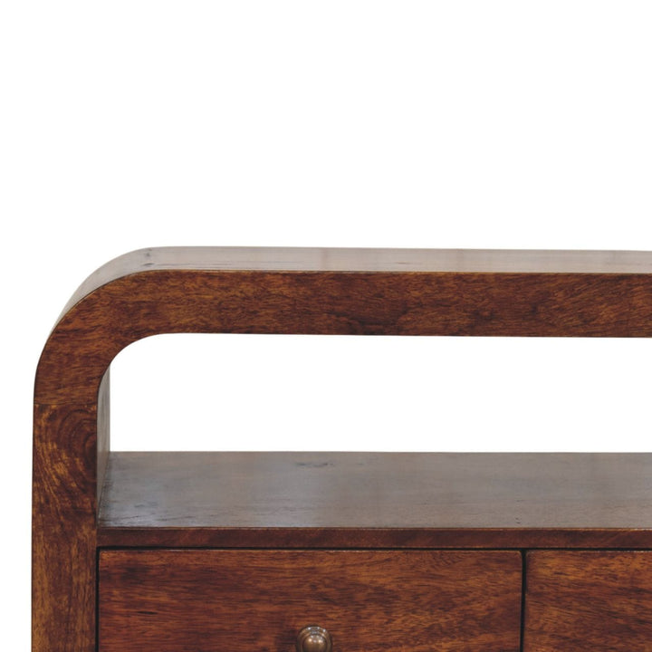 Functional Darcy 3 drawer Open Shelf Chestnut TV Stand - Solid Mango Wood Entertainment Center for Living Room - product...