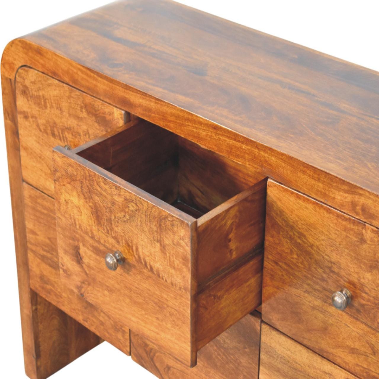 Functional Darcy 3 over 3 Drawer Dresser - Solid Mango Wood Storage Chest for Bedroom - product view 6 showing...
