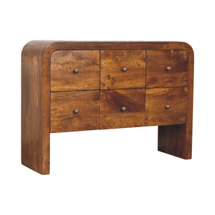 Functional Darcy 3 over 3 Drawer Dresser - Solid Mango Wood Storage Chest for Bedroom - product view 3 showing...