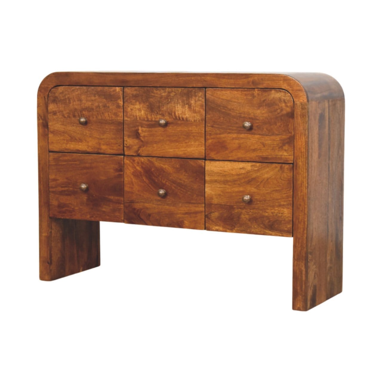Functional Darcy 3 over 3 Drawer Dresser - Solid Mango Wood Storage Chest for Bedroom - product view 2 showing...