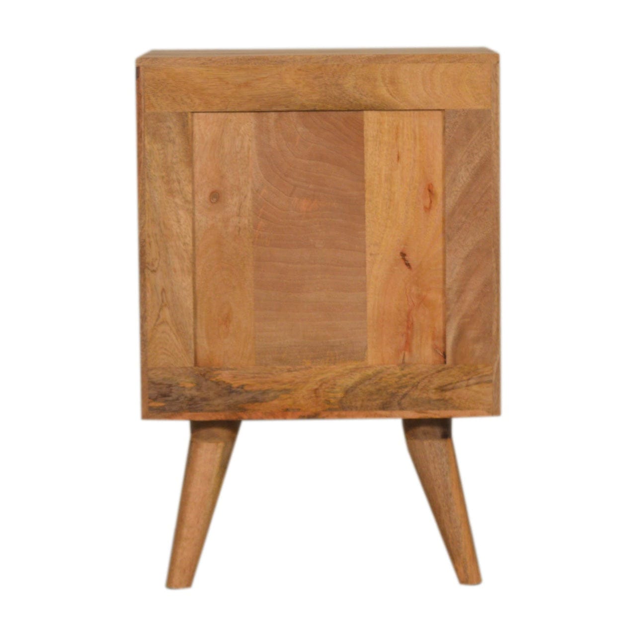 Functional Dice 3 Drawer Nightstand - Solid Mango Wood Bedside Table for Bedroom - product view 8 showing handcrafted...
