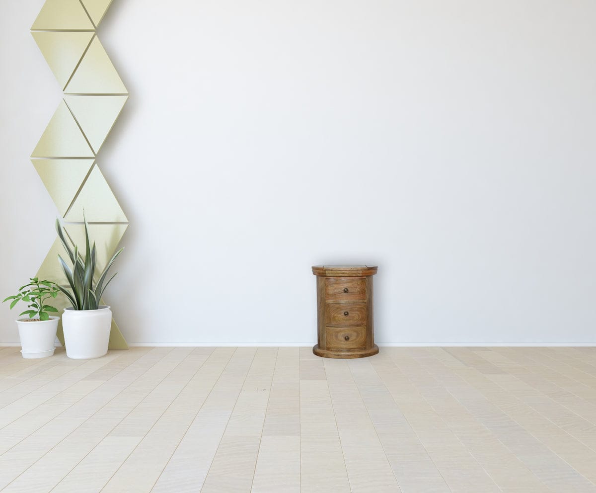 Functional Granary 3 Drawer Drum in Solid Mango Wood - product view 8 showing handcrafted solid mango wood furniture