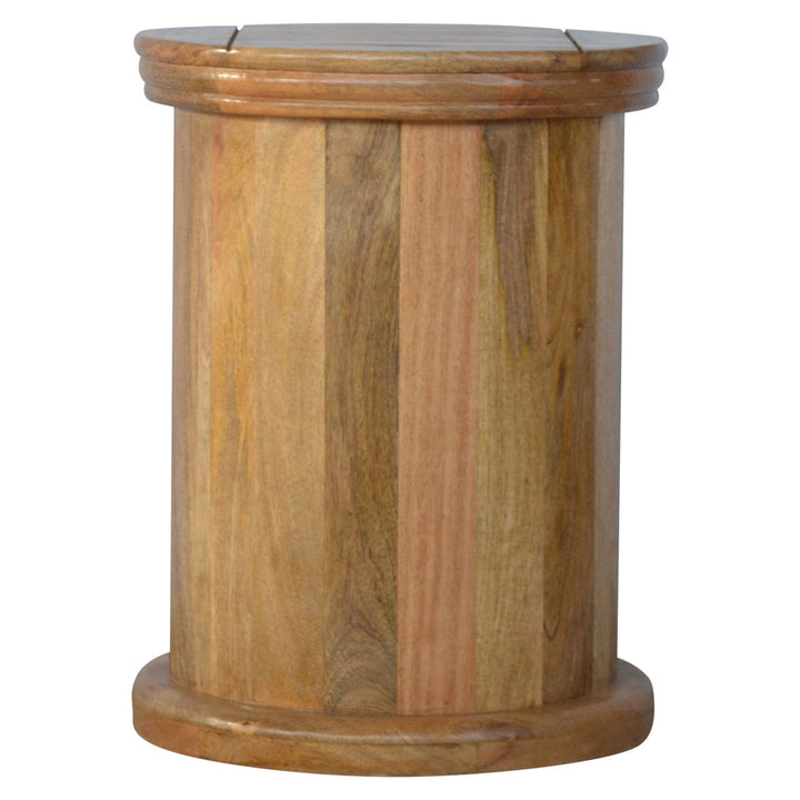 Functional Granary 3 Drawer Drum in Solid Mango Wood - product view 6 showing handcrafted solid mango wood furniture