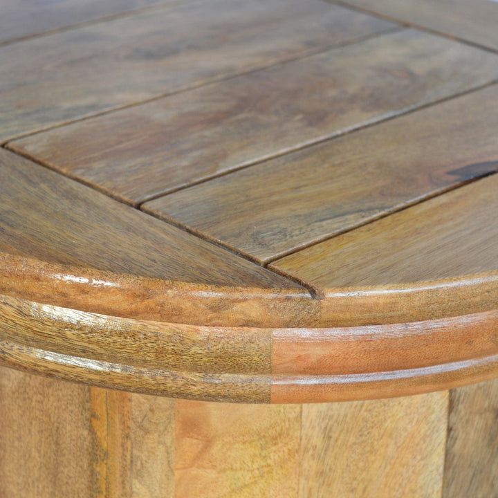 Functional Granary 3 Drawer Drum in Solid Mango Wood - product view 5 showing handcrafted solid mango wood furniture