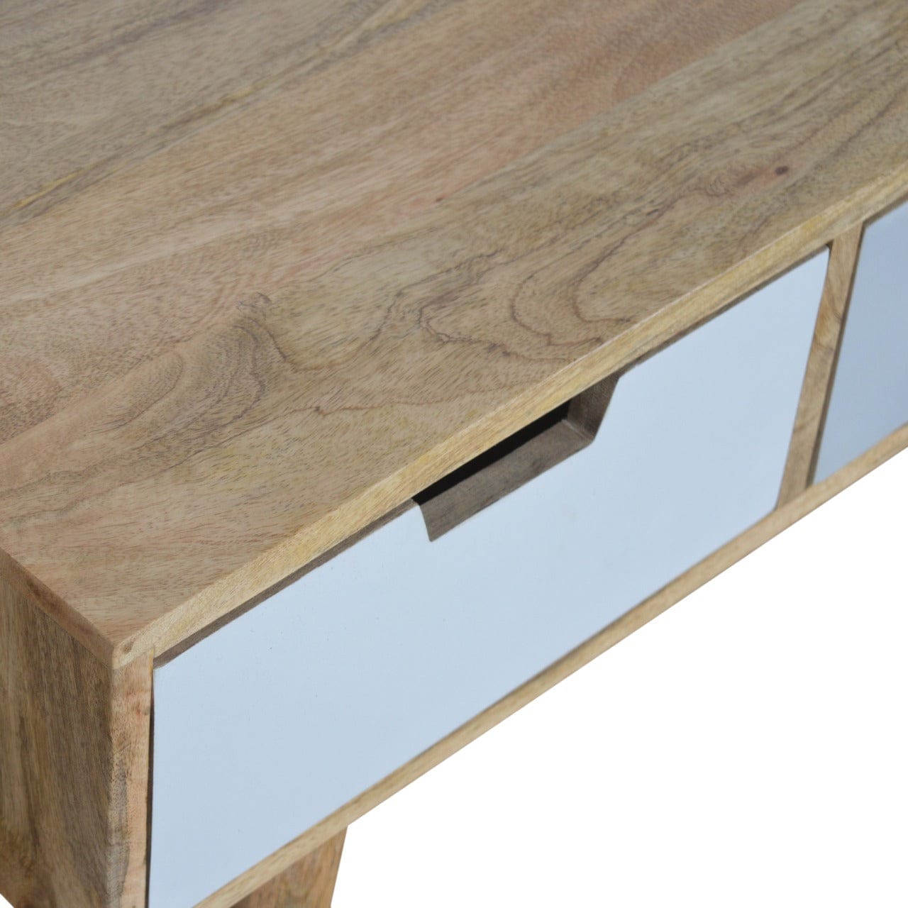 Functional Grey Painted 3 Drawer TV Stand - Solid Mango Wood Entertainment Center for Living Room - product view 6...