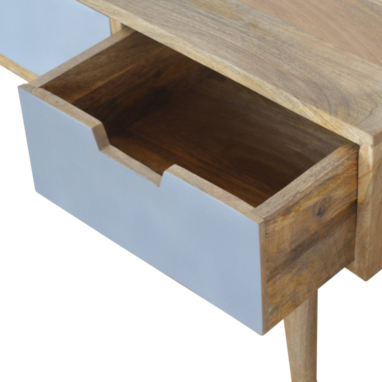 Functional Grey Painted 3 Drawer TV Stand - Solid Mango Wood Entertainment Center for Living Room - product view 5...