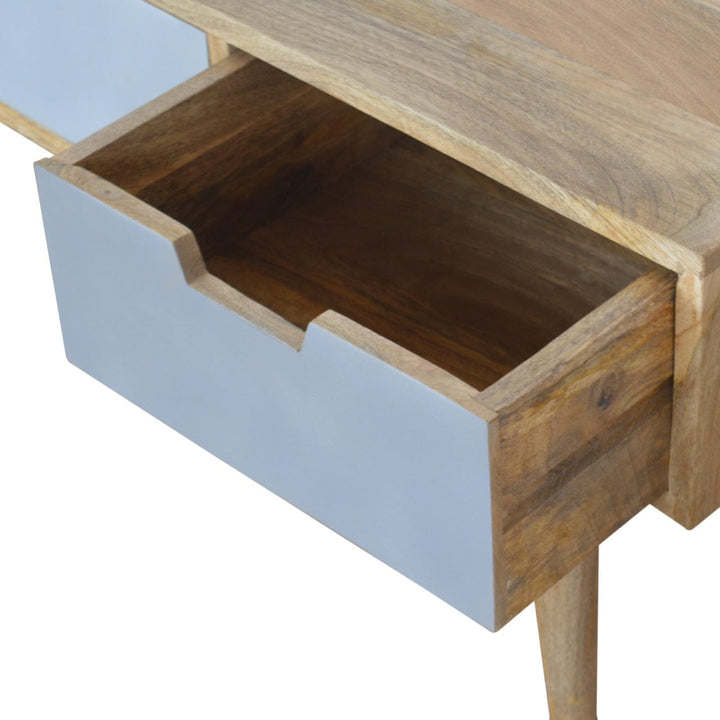 Functional Grey Painted 3 Drawer TV Stand - Solid Mango Wood Entertainment Center for Living Room - product view 5...