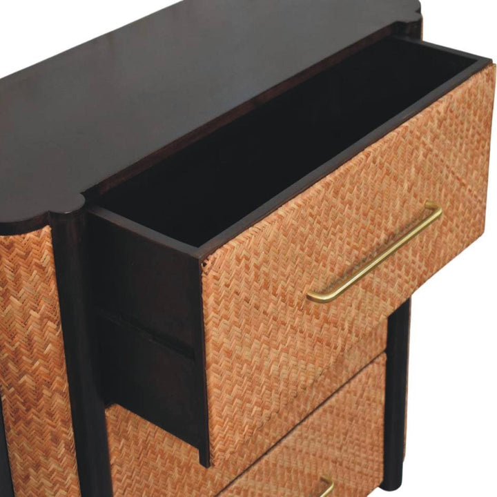 Functional Havana Weave 3 Drawer Dresser - Solid Mango Wood Storage Chest for Bedroom - product view 5 showing...