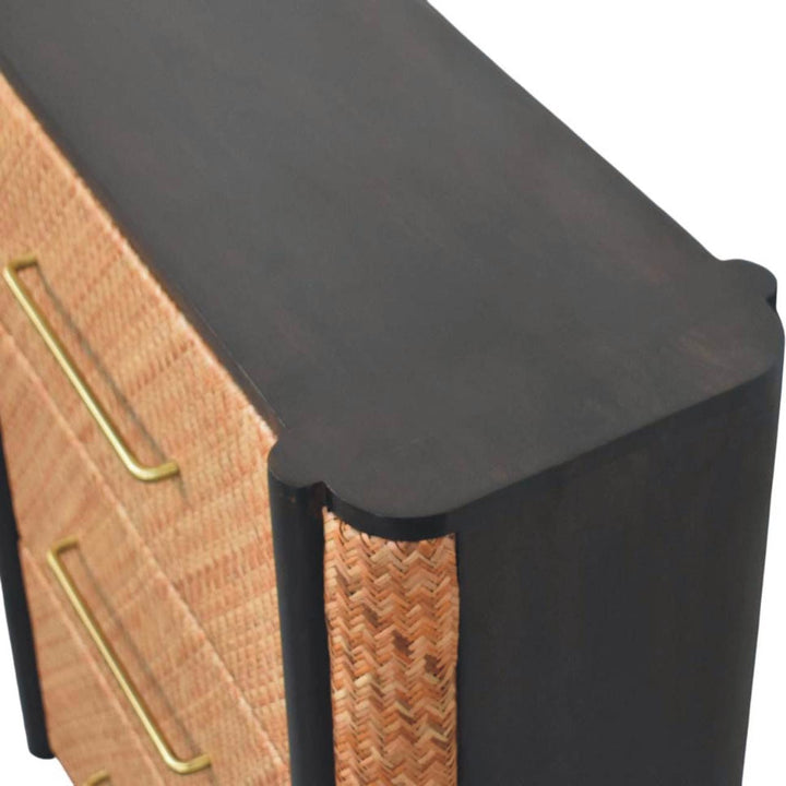 Functional Havana Weave 3 Drawer Dresser - Solid Mango Wood Storage Chest for Bedroom - product view 4 showing...