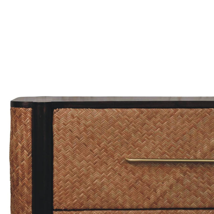 Functional Havana Weave 3 Drawer Dresser - Solid Mango Wood Storage Chest for Bedroom - product view 3 showing...
