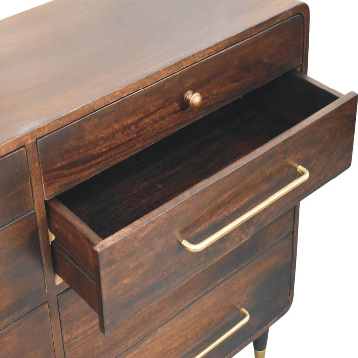 Functional Hudson 8 Drawer Dresser - Solid Mango Wood Storage Chest for Bedroom - product view 6 showing handcrafted...