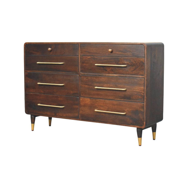 Functional Hudson 8 Drawer Dresser - Solid Mango Wood Storage Chest for Bedroom - product view 3 showing handcrafted...
