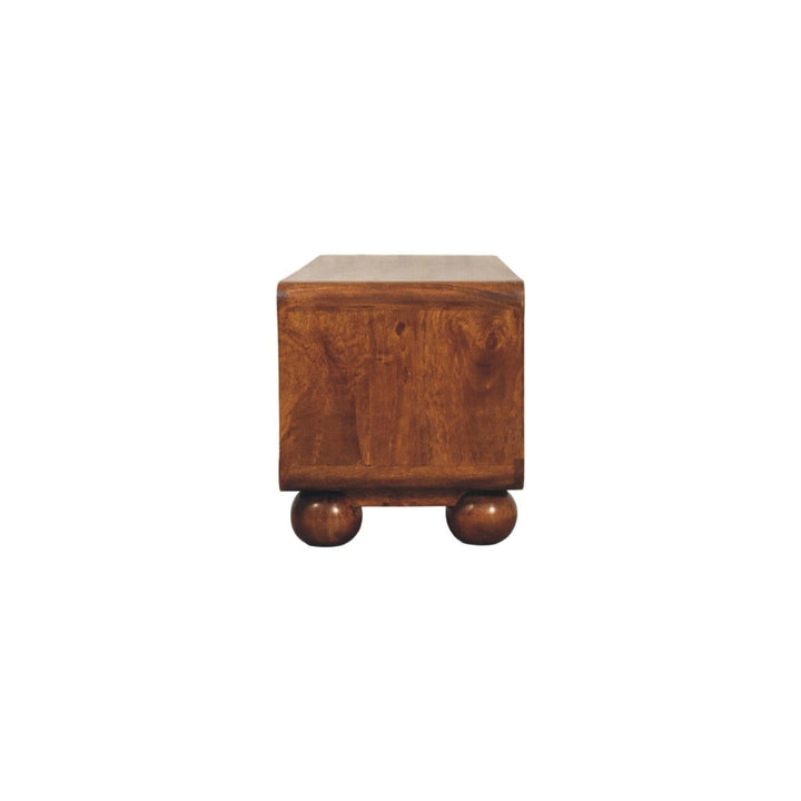 Functional Larissa 4 Drawer Chestnut TV Stand - Solid Mango Wood Entertainment Center for Living Room - product view 8...