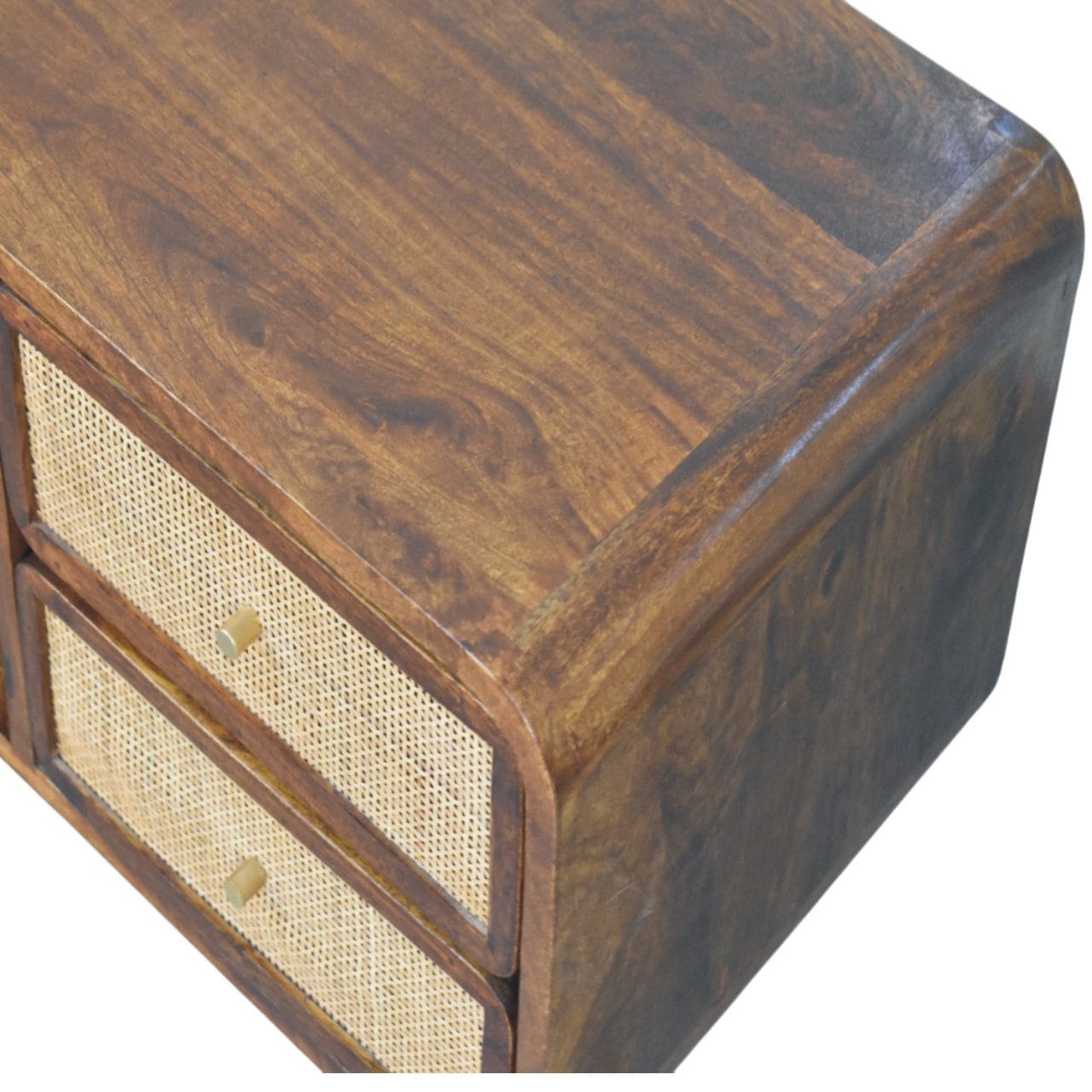 Functional Larissa 4 Drawer Chestnut TV Stand - Solid Mango Wood Entertainment Center for Living Room - product view 5...