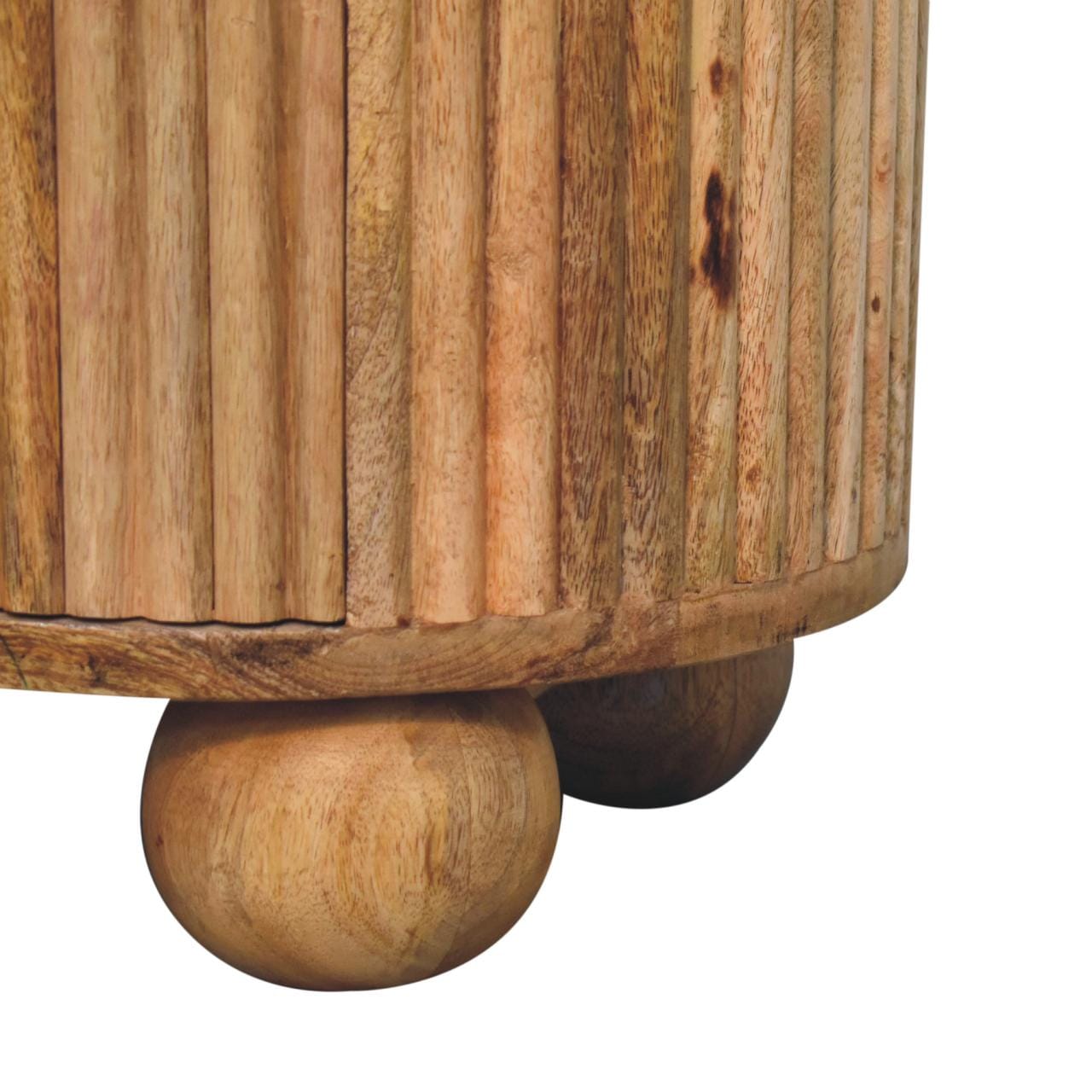 Functional Soba Ball 3 Drawer Nightstand - Solid Mango Wood Bedside Table for Bedroom - product view 8 showing...