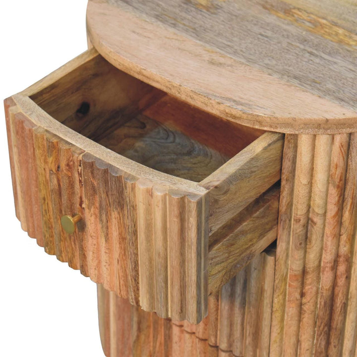 Functional Soba Ball 3 Drawer Nightstand - Solid Mango Wood Bedside Table for Bedroom - product view 7 showing...