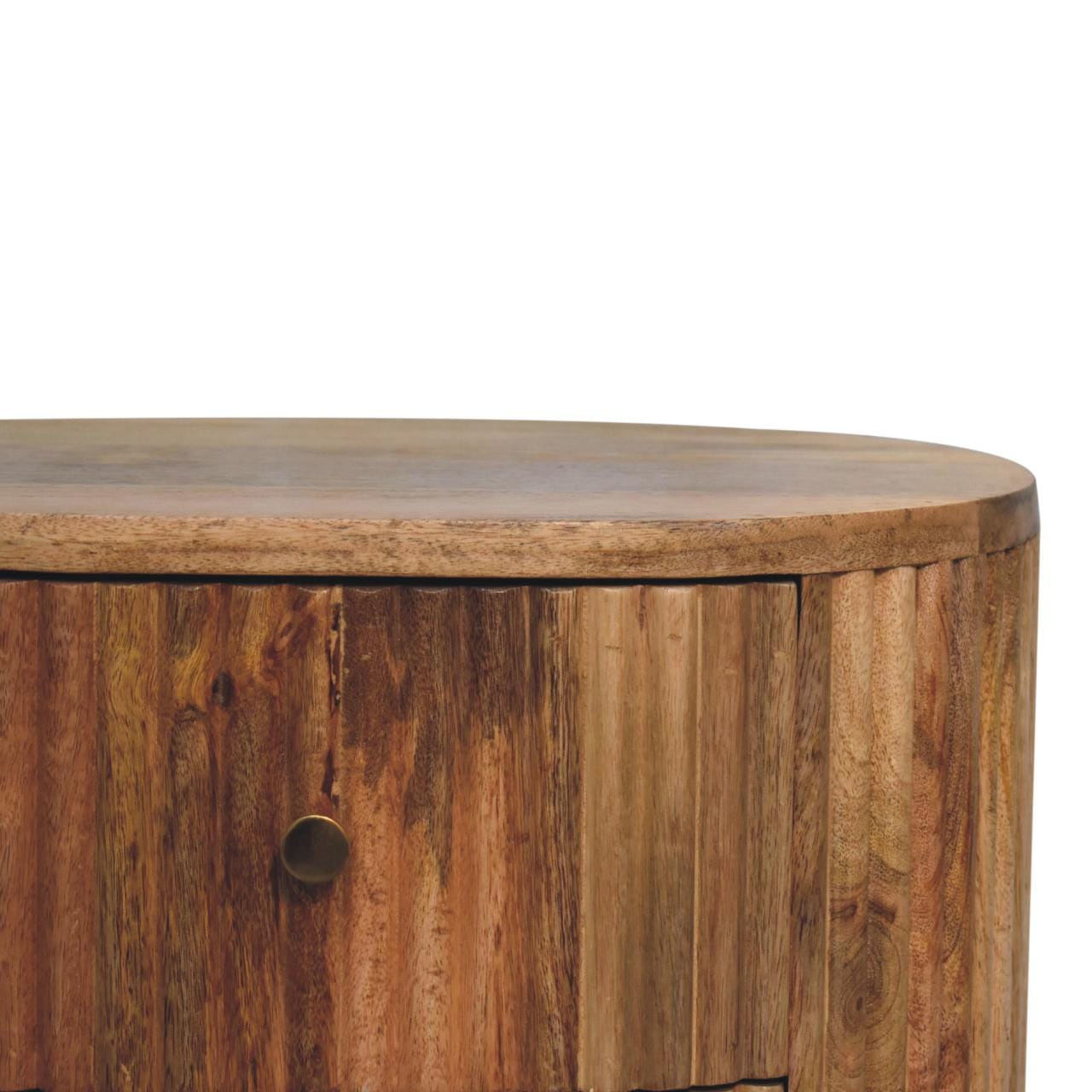 Functional Soba Ball 3 Drawer Nightstand - Solid Mango Wood Bedside Table for Bedroom - product view 5 showing...