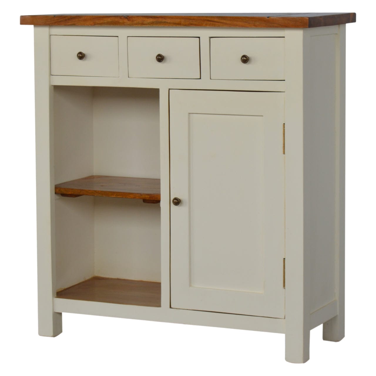 2 Tone Kitchen Unit in Solid Mango Wood - product view 2 showing handcrafted solid mango wood furniture