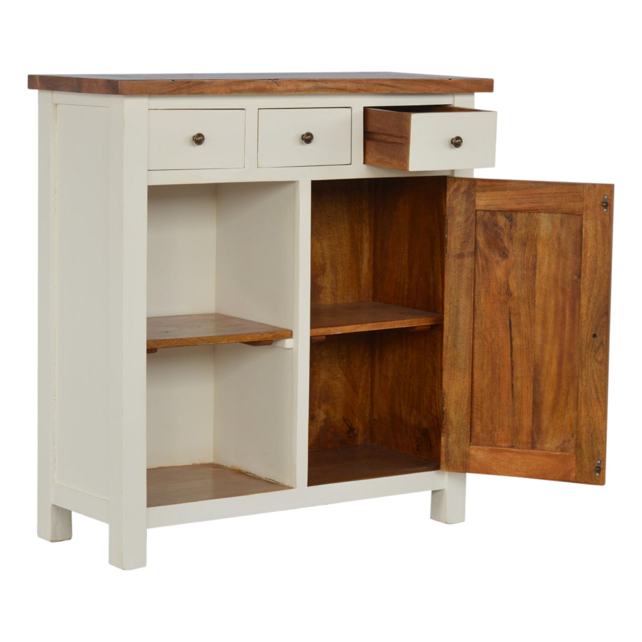 2 Tone Kitchen Unit in Solid Mango Wood - main view showing handcrafted solid mango wood furniture