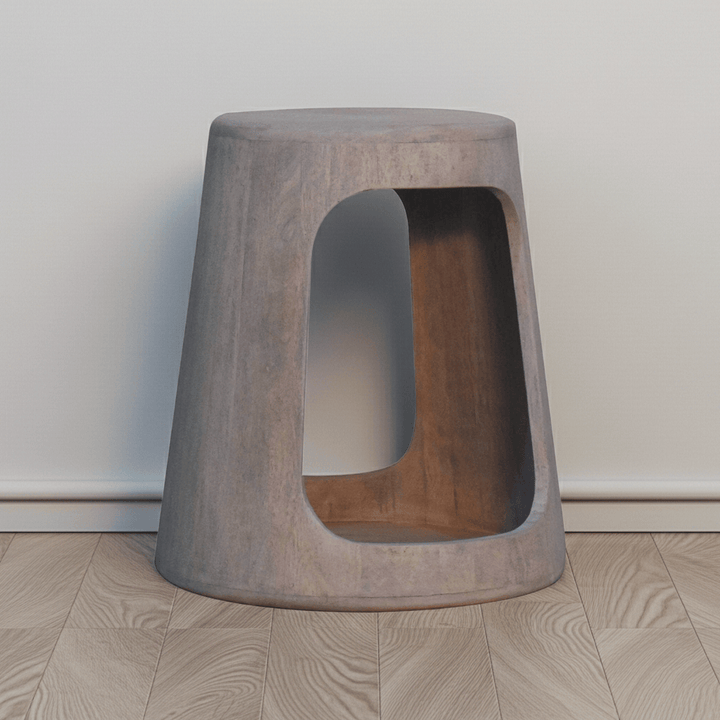 Acid Wash Open End Table - Solid Mango Wood Side Table for Living Room - main view showing handcrafted solid mango wood...