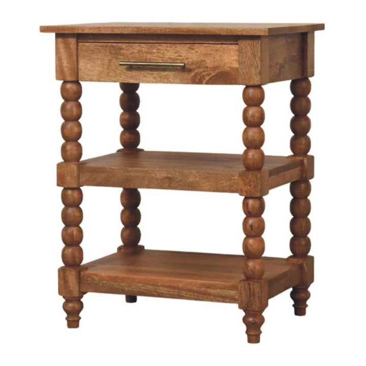 Barley Twist End Table - Solid Mango Wood Side Table for Living Room - product view 3 showing handcrafted solid mango...