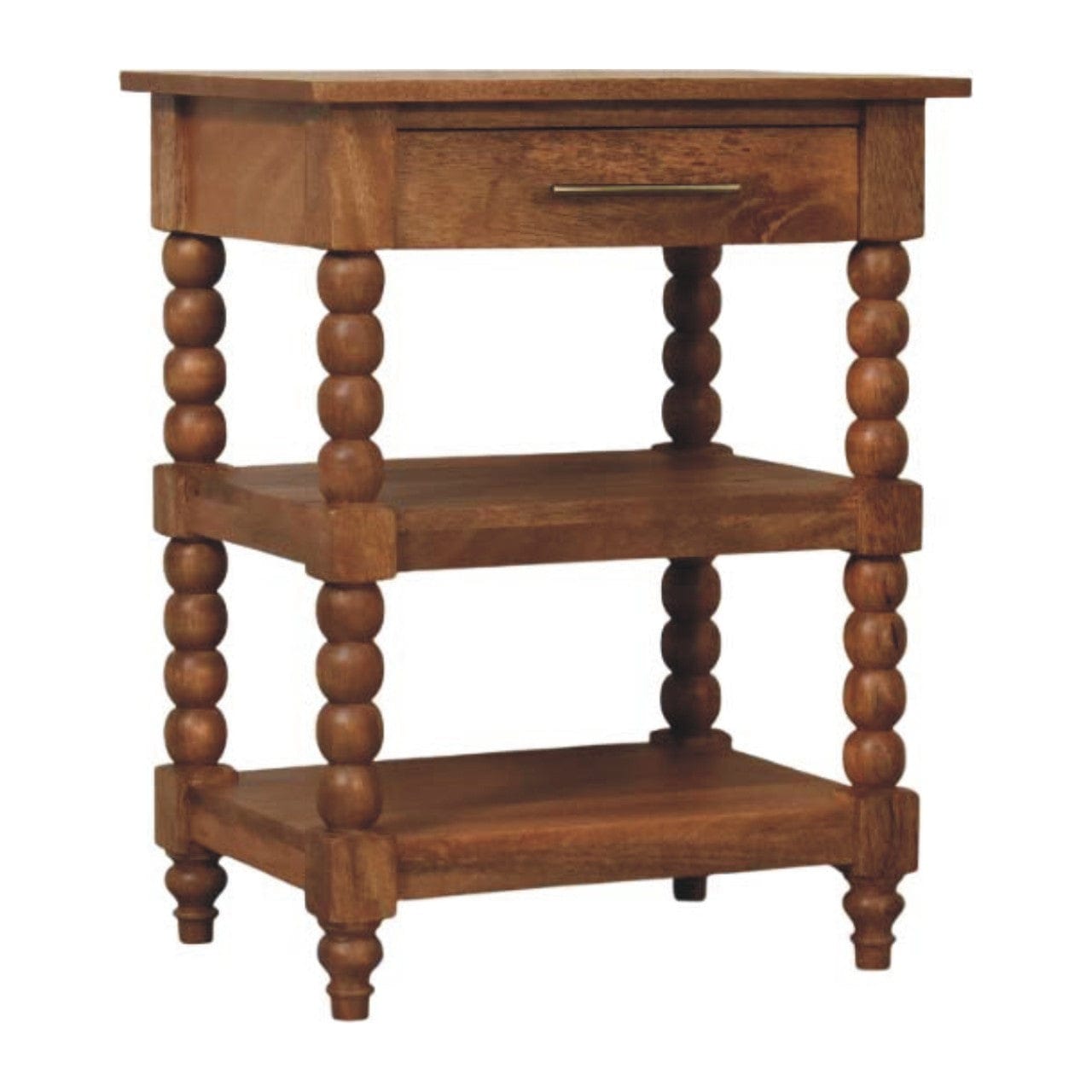 Barley Twist End Table - Solid Mango Wood Side Table for Living Room - product view 2 showing handcrafted solid mango...