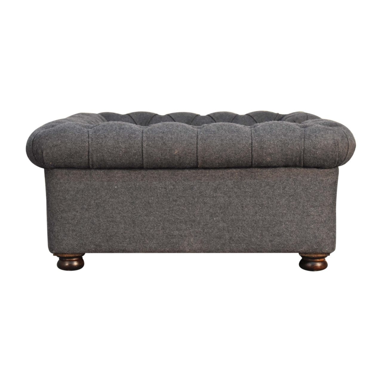 Battleship Tweed Button Pet Bed - Solid Mango Wood Dog Sofa for Home - product view 8 showing handcrafted solid mango...