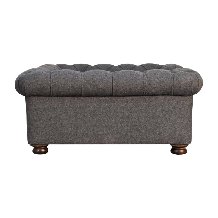 Battleship Tweed Button Pet Bed - Solid Mango Wood Dog Sofa for Home - product view 8 showing handcrafted solid mango...