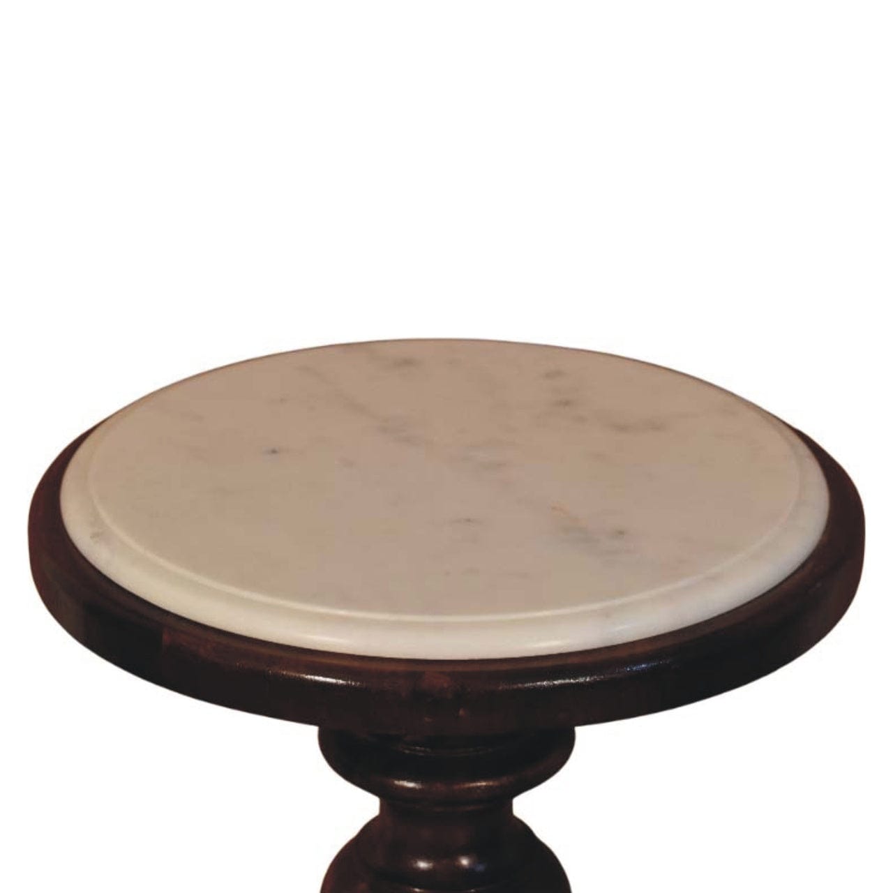 Bellmont Marble-Top End Table - Solid Mango Wood Side Table for Living Room - product view 5 showing handcrafted solid...