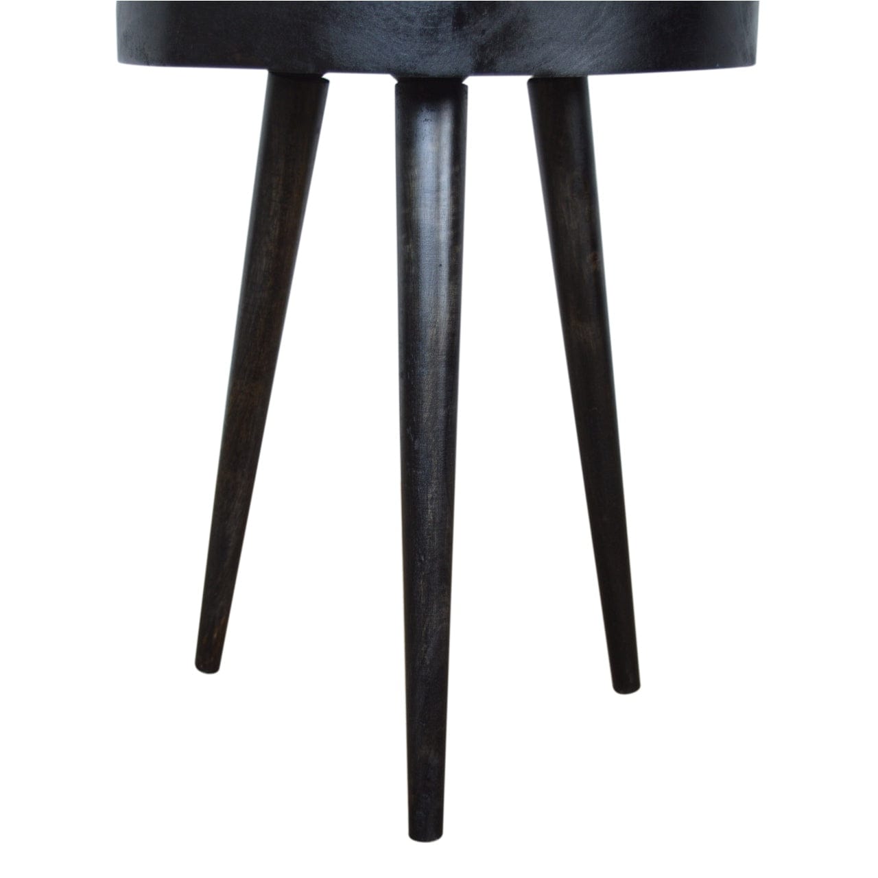 Carbon Black Rattan End Table - Solid Mango Wood Side Table for Living Room - product view 7 showing handcrafted solid...