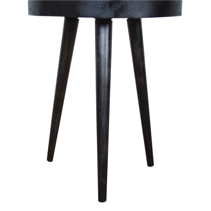 Carbon Black Rattan End Table - Solid Mango Wood Side Table for Living Room - product view 7 showing handcrafted solid...