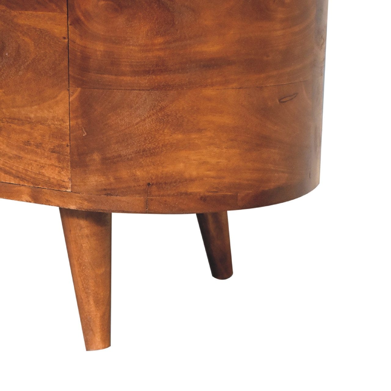 Chestnut Rounded Lid up Blanket Box - Solid Mango Wood Storage Trunk for Bedroom - product view 9 showing handcrafted...