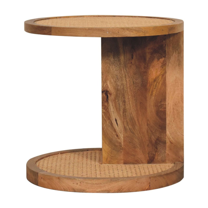 Close-knit Corner End Table - Solid Mango Wood Side Table for Living Room - product view 3 showing handcrafted solid...