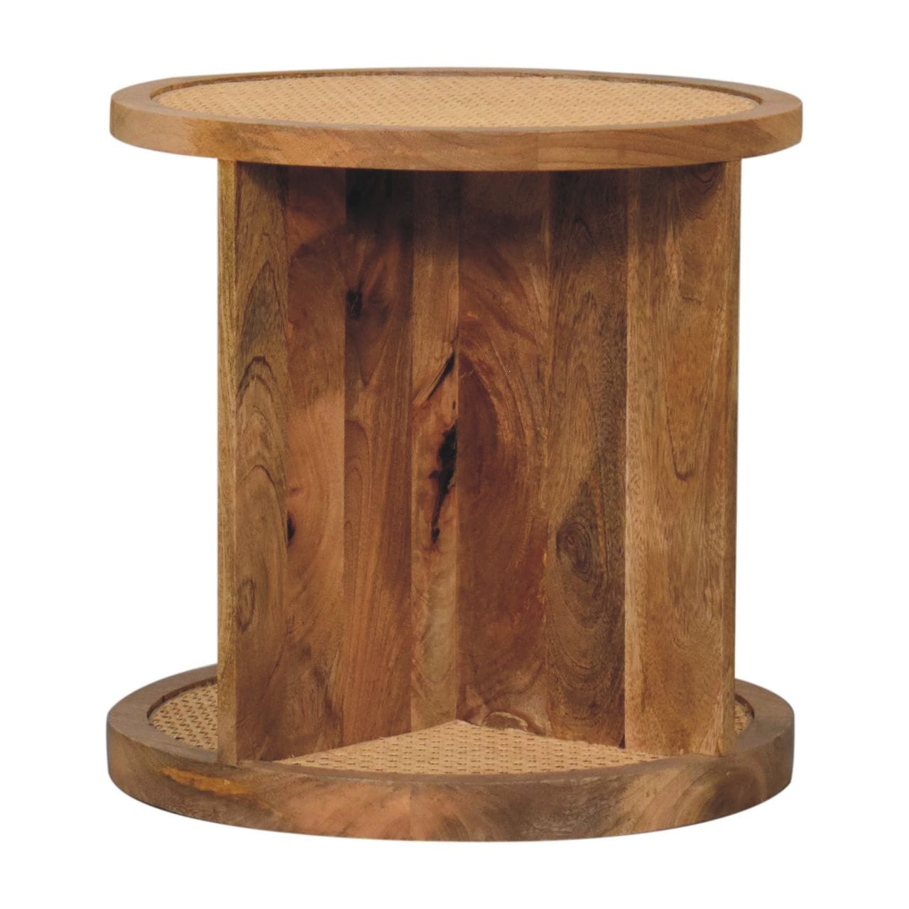 Close-knit Corner End Table - Solid Mango Wood Side Table for Living Room - product view 2 showing handcrafted solid...