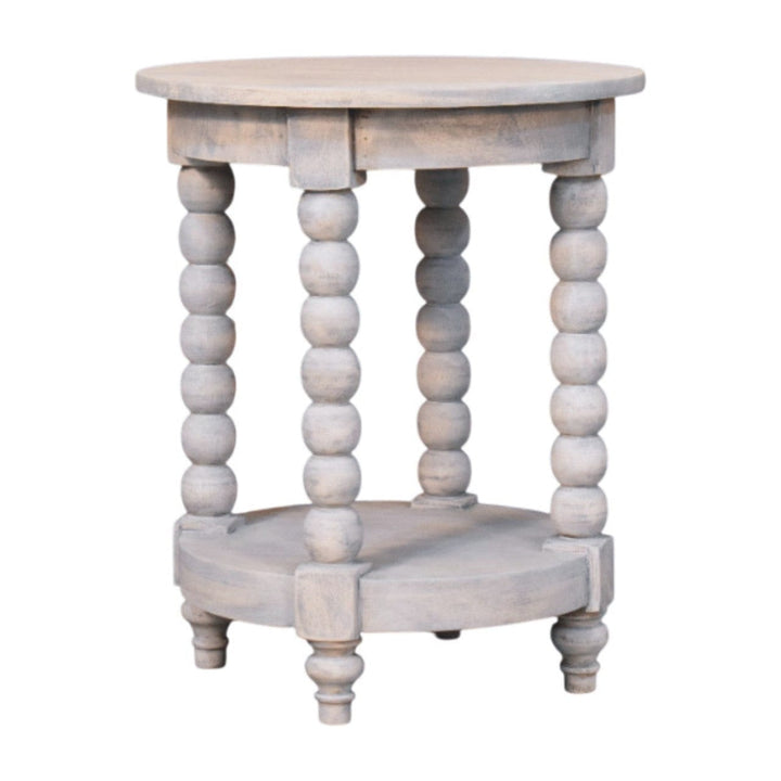 Ellsworth Round End Table - Solid Mango Wood Side Table for Living Room - product view 2 showing handcrafted solid mango...