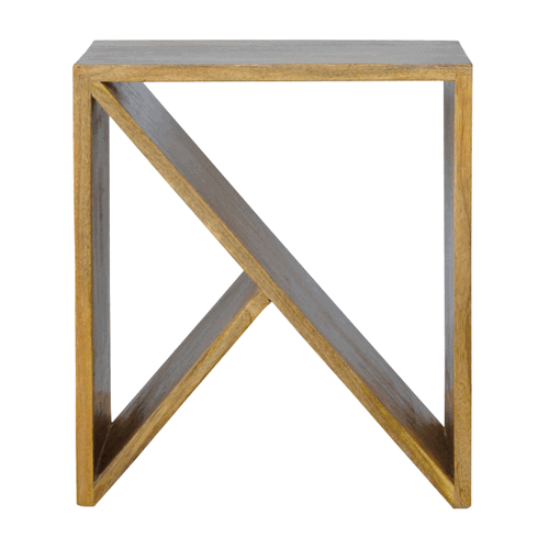 Geometric Library End Table - Solid Mango Wood Side Table for Living Room - product view 8 showing handcrafted solid...