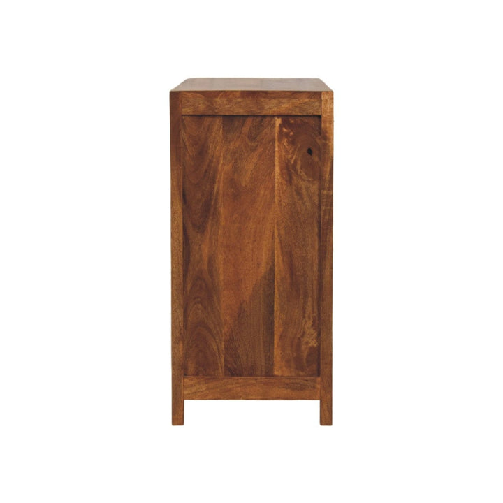 Amber Wavefront Shoe Storage Cabinet - Solid Mango Wood Entryway Shoe Organizer (Amber Oak) - product view 8 showing...